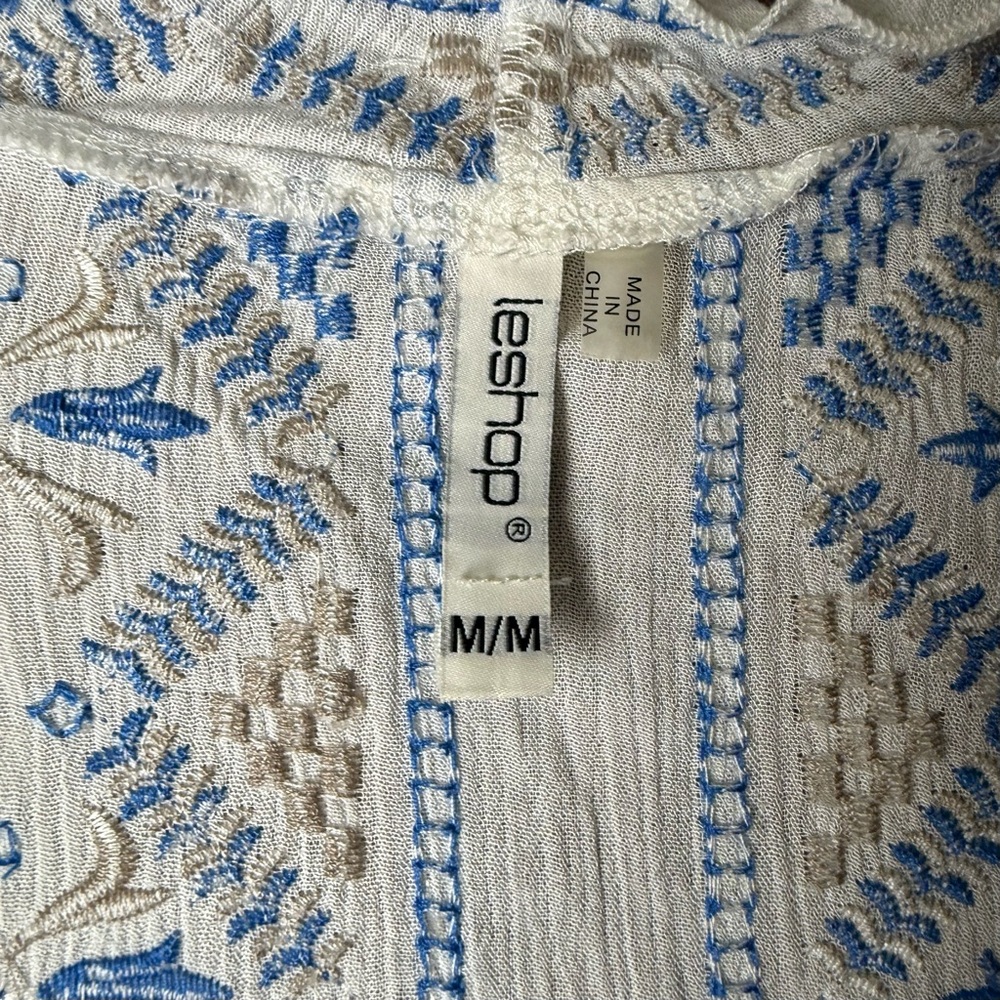 Embroidered‎ Open Front White Cardigan - Picture 5 of 8